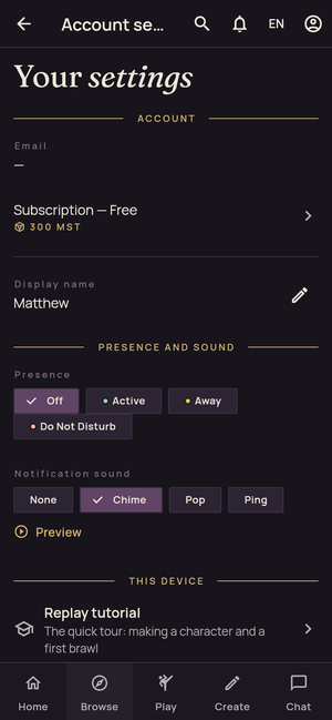 Replay tutorial in Account settings